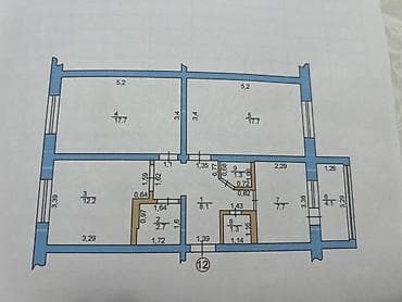 72: 3 комнаты, 73 м², 3 этаж, Евроремонт — 1