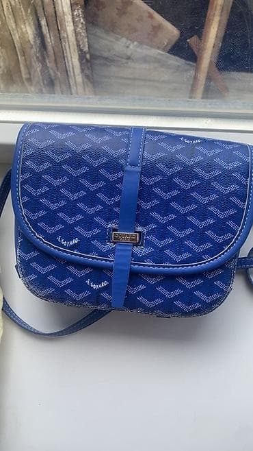 сумка гаярд: Сумка через плечо в фирменном стиле Goyard, насыщенного синего цвета с — 2