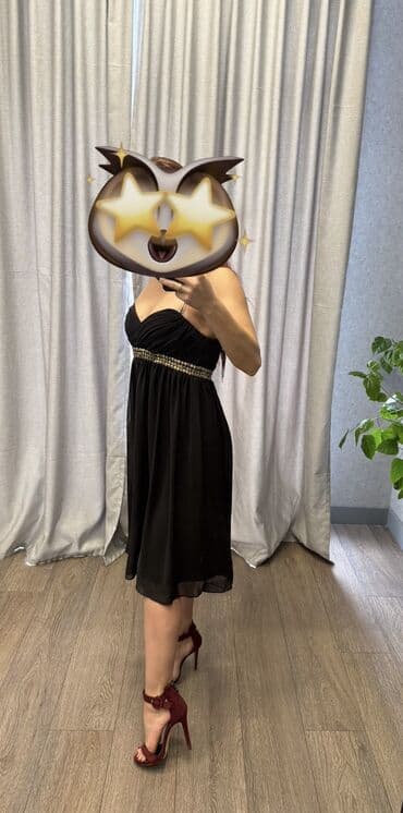 платье трикотажное с длинным рукавом: Вечернее платье, Коктейльное, Короткая модель, S — 2