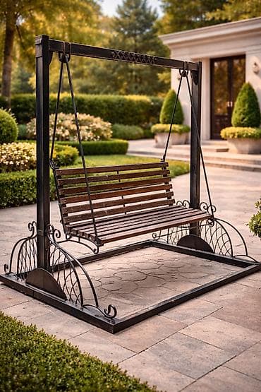 Садовые качели Металл, Со спинкой, Без крыши