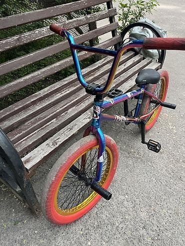 электо мото: BMX велосипед для стрит/парк катания. - Рама, вилка и руль с радужным — 3