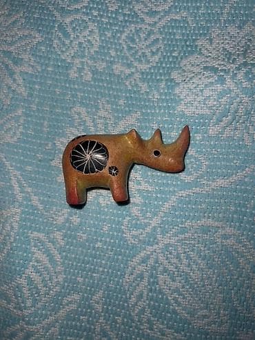 сувит: Миниатюрная фигурка носорога из керамики/камня, ручная роспись. Для — 1