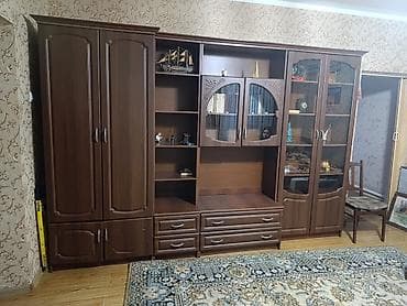 кух стенка: Гарнитур для зала, Б/у, МДФ, Самовывоз, цвет - Коричневый — 1