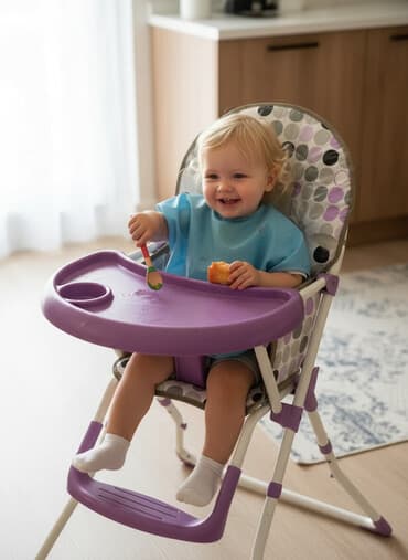 часы стеный: Детский высокий стульчик для кормления. - Складная металлическая — 1