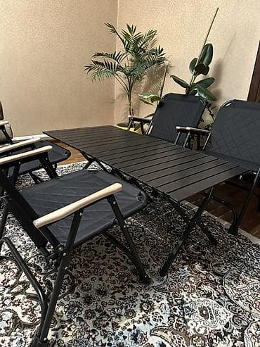 стол со стульями для гостинной: Комплект складной мебели для дома, дачи и кемпинга: стол + 4 кресла — 5