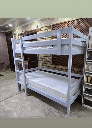 двухъярусные кровать бу: Двухъярусная детская кровать, Натуральное дерево, цвет - Белый — 2