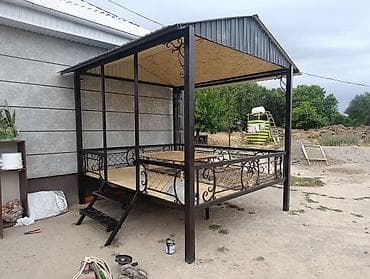 Садовые качели Металл, Со спинкой, С крышей — 8