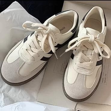 вулкани: Новые Кроссовки в ретро‑стиле, цвет молочный/чёрный. 39р - Верх — 1