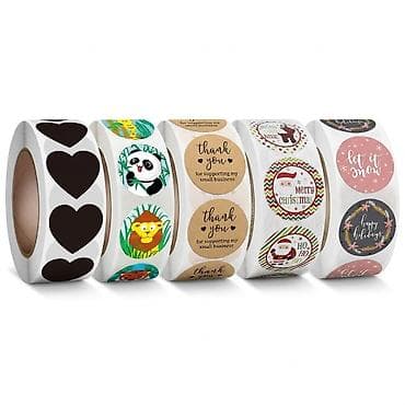 Наклейки круглые диаметр 25 мм — 500 шт Самоклеящиеся декоративные