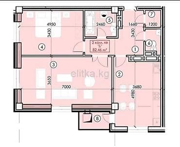 Квартиры: 2 комнаты, 82 м², Элитка, 10 этаж, ПСО (под самоотделку) — 3
