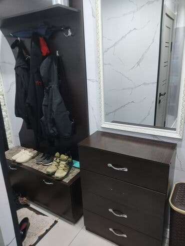 прихожие б у: Гарнитур для прихожей, Б/у, Обувница, Зеркало, Вешалка, ДСП, Самовывоз, цвет - Коричневый — 1