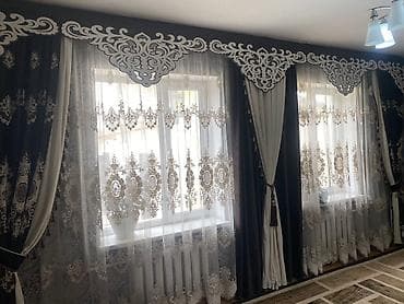 string art: Элегантные шторы, состоящие из плотных портьер тёмного цвета и — 1