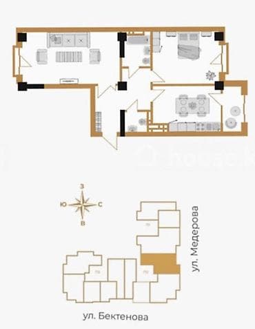 1600: 2 комнаты, 80 м², Элитка, 10 этаж, Готовая ПСО (под самоотделку) — 3