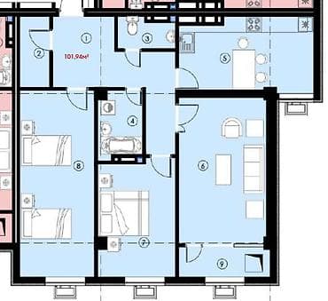 one room: 3 комнаты, 102 м², Элитка, 7 этаж, Готовая ПСО (под самоотделку) — 2