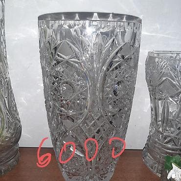 бокалы хрустальные: Набор гранёных ваз из прозрачного хрусталя/стекла с глубоким алмазным — 7