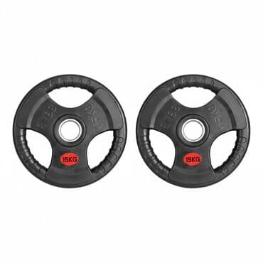 Спорттук сумкалар: Диски для штанги/гантелей с отверстиями‑ручками, 15 кг каждый (2 шт.) — 1