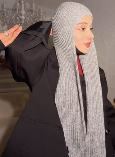 Кол сааттар: Вязаные зимние комплекты: шапка-бини и длинный шарф - Теплая крупная — 2