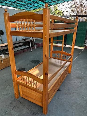 юношеская кровать: Двухъярусная деревянная кровать с выдвижными ящиками для хранения — 6
