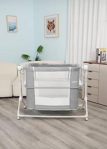 foldable table: Детская приставная кроватка, С колесиками, цвет - Серый — 2