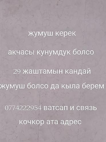 Услуга: выполнение любой работы на разовой/дневной оплате. Описание at lalafo.kg Услуга: выполнение любой работы на разовой/дневной оплате. Описание