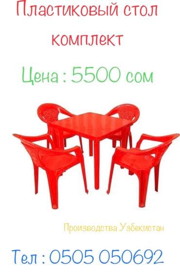 столы и стулья пластиковые: Пластиковый стол, Прямоугольный, Самовывоз, цвет - Синий — 3