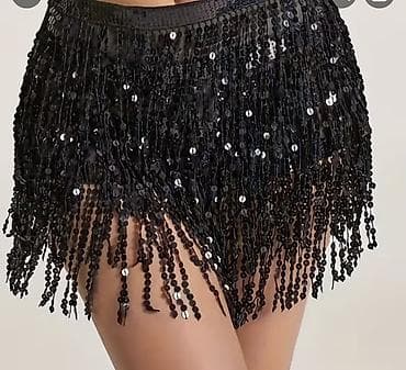 Юбка, Мини, По талии, С пайетками