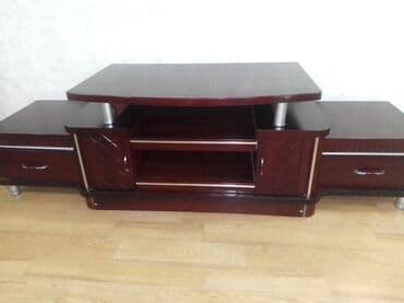 напольные полки: Тумба и подставка для телевизора, Б/у, Напольная, ЛДСП, Самовывоз, цвет - Коричневый — 1