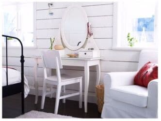 кофейный столик: Туалетный столик, С зеркалом, цвет - Белый, МДФ — 12