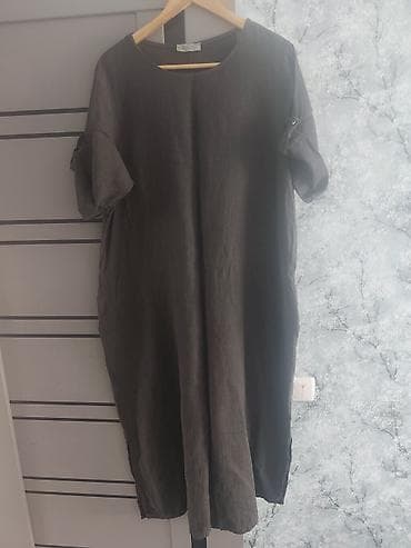lining flex: Повседневное платье, Лето, Длинная модель, Лен, Оверсайз, XL — 1