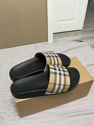 детские шлёпки: Мужские сандалии, 41, Burberry, Новый, цвет - Бежевый — 7