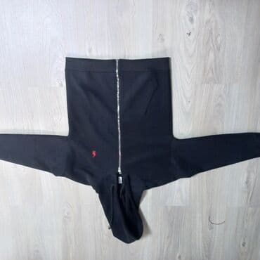 дублёнки муж: Черная худи на молнии с капюшоном. - Полная застежка-молния спереди - — 3