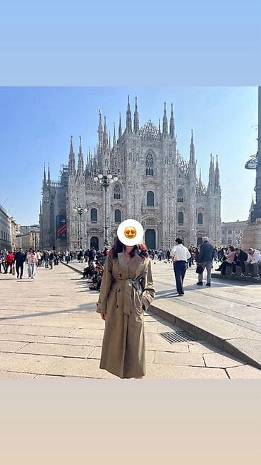 женский дождевик: Плащ, Тренчкот, Двубортная модель, M — 1