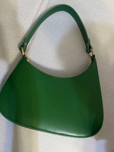 Атайын кийим: Сумка багет зелёного цвета. Состояние очень хорошее италия кожа — 2