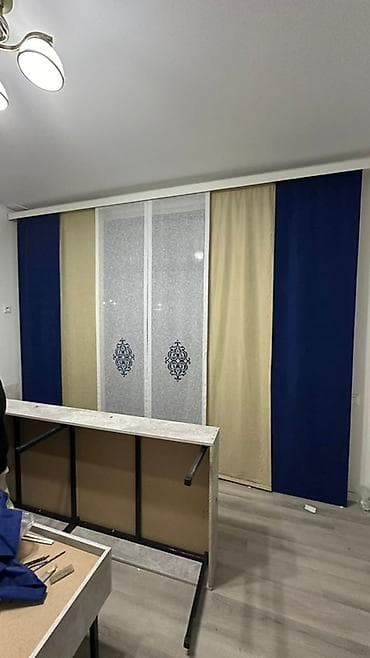 шторы в японском стиле: Японские панели, Светонепроницаемая, Изготовление на заказ, Для зала — 1