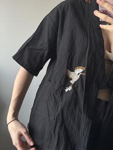 купить галстук киры йошикаге: Черная кимоно-рубашка Homeland - Свободный крой с укороченными — 2