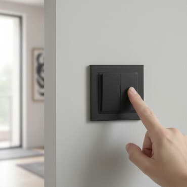 настенные тарелки: Двойной электрический выключатель черного цвета, предназначенный для — 1