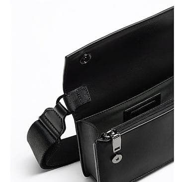 барсетка томи: Мужская компактная сумка через плечо - Цвет: черный, матовая фактура — 4
