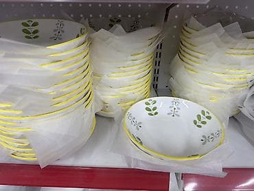 dish sets: Набор столовой посуды (тарелки и пиалы) из керамики/фарфора с разными — 8