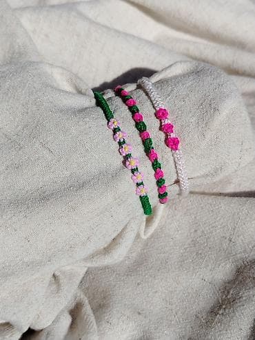 Набор летних украшений ручной работы из макраме: - Браслеты с — 2