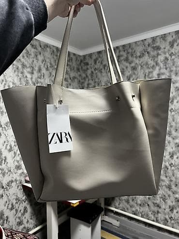 рюкзак zara: Сумка-шоппер ZARA, цвет бежевый (теплый светлый нюд). Мягкая матовая — 1