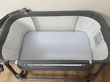 pop it: Детская приставная кроватка, Б/у, С колесиками, цвет - Серый — 2