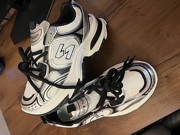 Мырзалардын бут кийими: Новая.Кроссовки в стиле dad-shoes, бело‑серебристые с черными — 8
