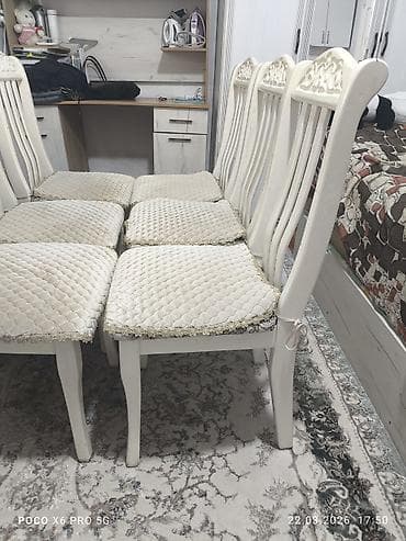 Тигүүчүлөр үчүн отургучтар: Ашкана үчүн отургуч, Колдонулган, Жыгач, түсү - Ак — 3