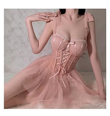 национальный корсет: Кружевное бэби-долл с корсетным лифом - Нежное полупрозрачное — 3