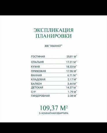 Кыймылсыз мүлк: 3 бөлмө, 109 м², Көк-Жар ж/м 12 кабат — 5