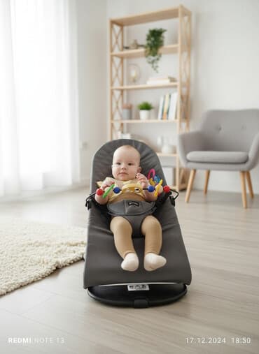 кухонный стол стулья: Детский шезлонг-качалка love baby - Цвет: графитовый/серый. - Мягкое — 1