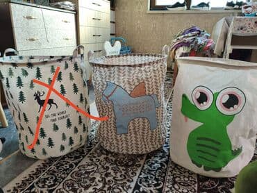 хранение игрушек: Тканевые корзины для хранения, набор из 2 штук.б/у в отличном — 1