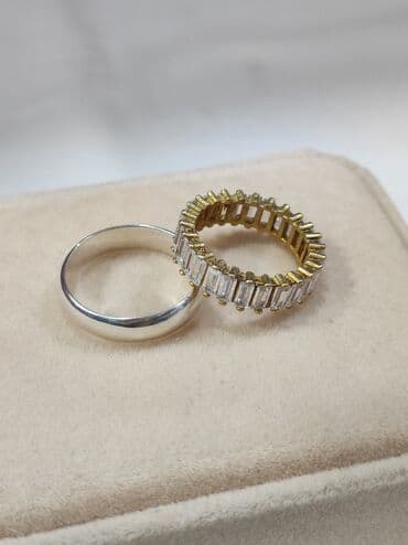 эксклюзивные свадебные пригласительные: Серебряные парные кольца Серебро напыление жёлтое золото 925 пробы — 10