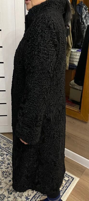 шуба кроликовая: Шуба, Каракуль, По колено, 2XL — 3