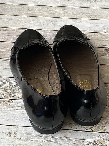 Сабо: Балетки женские новые, пр-ва Турции, черные, натуральная кожа, лак — 4